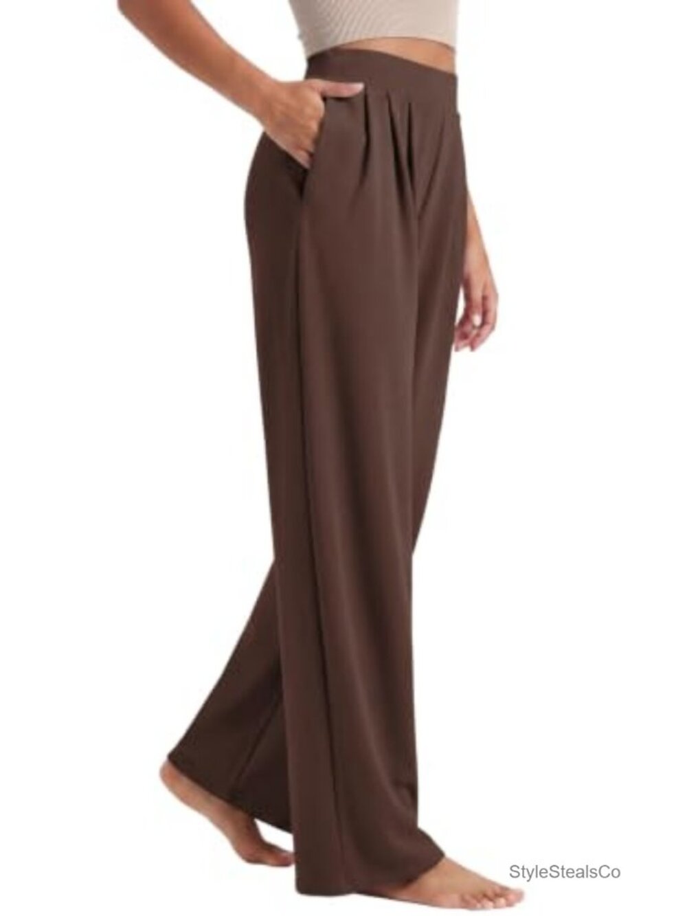 Women's Wide Leg Pants High Rise Stretchy Work Casual Pull On
